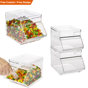 Rõ ràng tùy chỉnh Acrylic kẹo bin phân vùng bán lẻ Donut Cookie bin Acrylic Kẹo hộp Dispenser hiển thị với Scoop chủ - Product Image 2