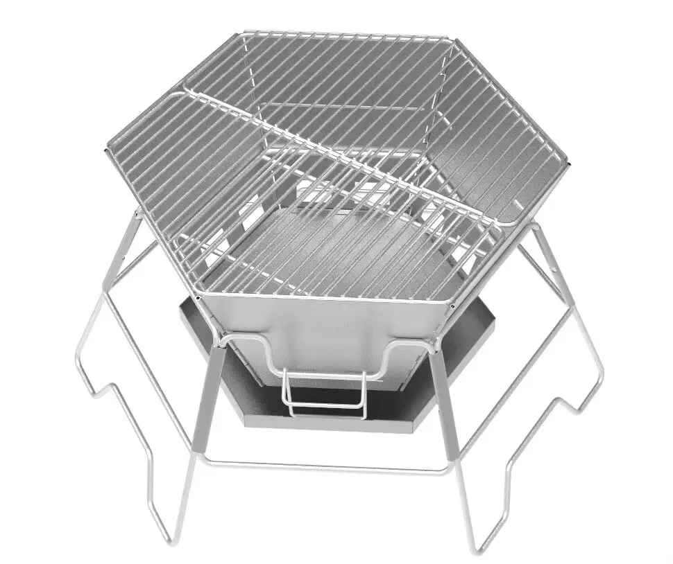 Grelhador de aço inoxidável para churrasco ao ar livre, rack eficiente para conservação de combustível, ferramenta indispensável para churrasco DIY