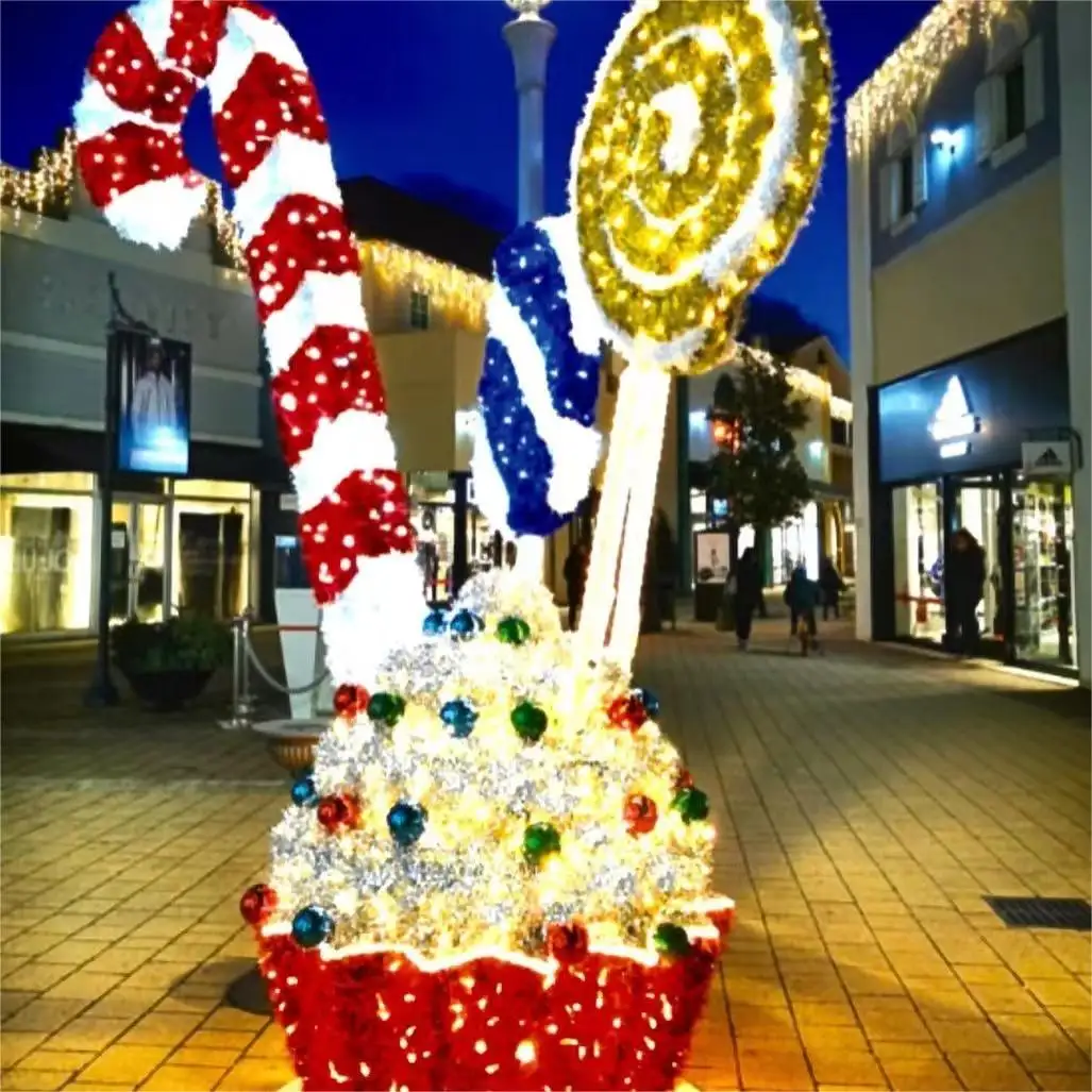 Luces navideñas con motivo 3D led, decoración exterior, bastón de caramelo iluminado