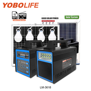 Yobolife 12v太阳能家用系统蓝牙Mp3应急电源便携式太阳能充电站太阳能照明系统带灯泡 - Product Image 1