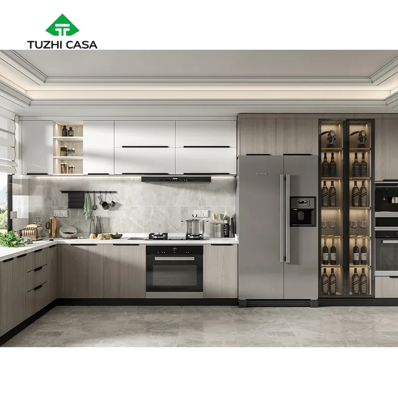 TUZHI CASA ชุดเฟอร์นิเจอร์ตู้ครัวครบชุดการออกแบบตู้ครัวแบบกําหนดเองที่ทันสมัย