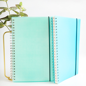 <strong>Custom</strong> Green Spiral <strong>Notebook</strong> Journal A5 PU PVC Plastic Cover with <strong>Elastic</strong> Closure <strong>Strap</strong> Inside Grid Paper Notepad for Writing - Product Image 3
