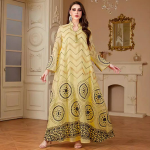 Amazon orta doğu sınır ötesi müslüman uzun elbise işlemeli Polyester için bahar mütevazı yaz için kadın güzel mütevazı elbise - Product Image 3