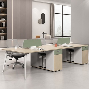 Escritorio de oficina ejecutiva con tablero de MDF de diseño Simple Con pedestal fijo Ordenador de escritura de oficina de madera Vertical mesa individual para personal - Product Image 2
