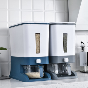 Eco-Amigável 10kg PP Plástico Arroz Dispenser Armazenamento Recipiente Injeção-Tech Press-Type Food Box para armazenamento de grãos frescos