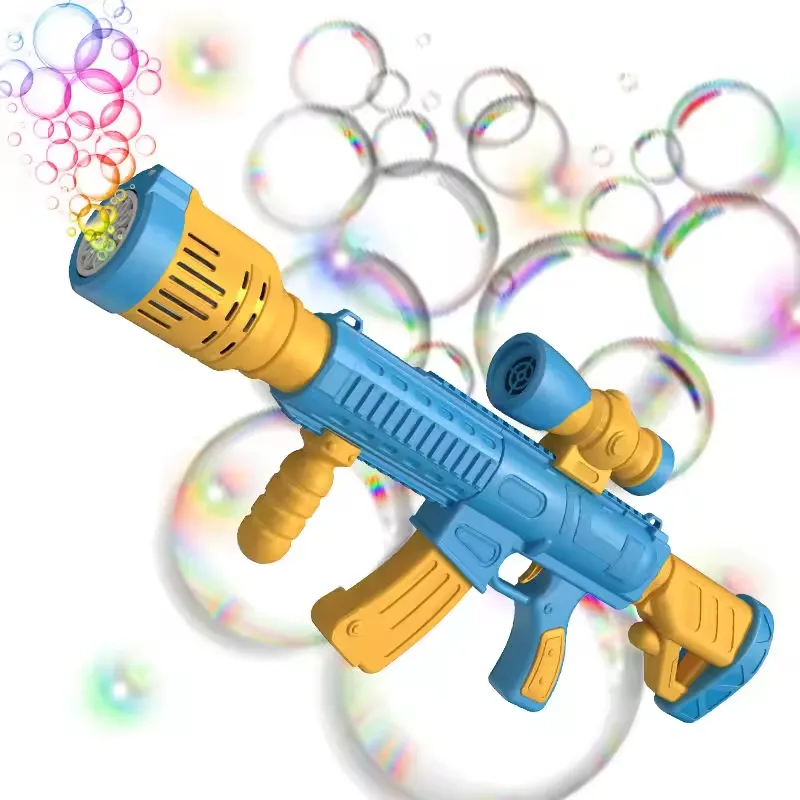 Machine à bulles en forme de M416, jouet d'été pour enfant, jeu d'extérieur, savon, eau, 12 trous, pistolet à bulles électrique automatique avec lumière