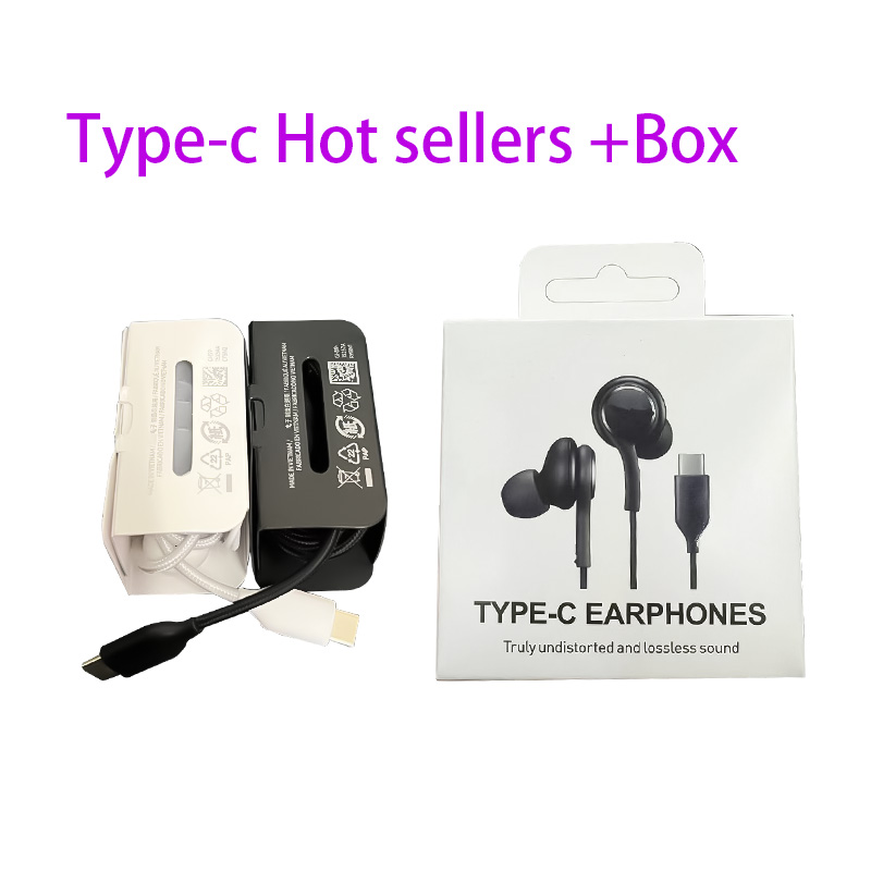 Casque Type-C Noir/Blanc - Meilleures ventes + Boîte