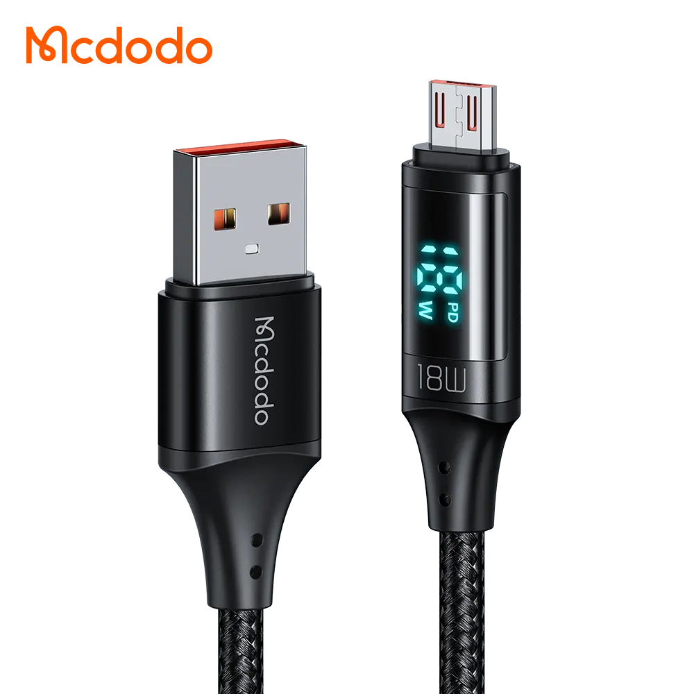 Mcdodo 107 1.2m QC4.0 QC3.0 Micro USB Fast Charging Digital Display Cable 3A Nylon Metal with Braid Shield for Multifunction Use