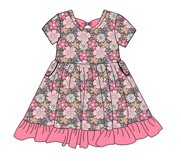 zs 2605 אביב פרח ילדה שמלות ילדים שמלות לבנות ילדים בגדי תינוקות בנות