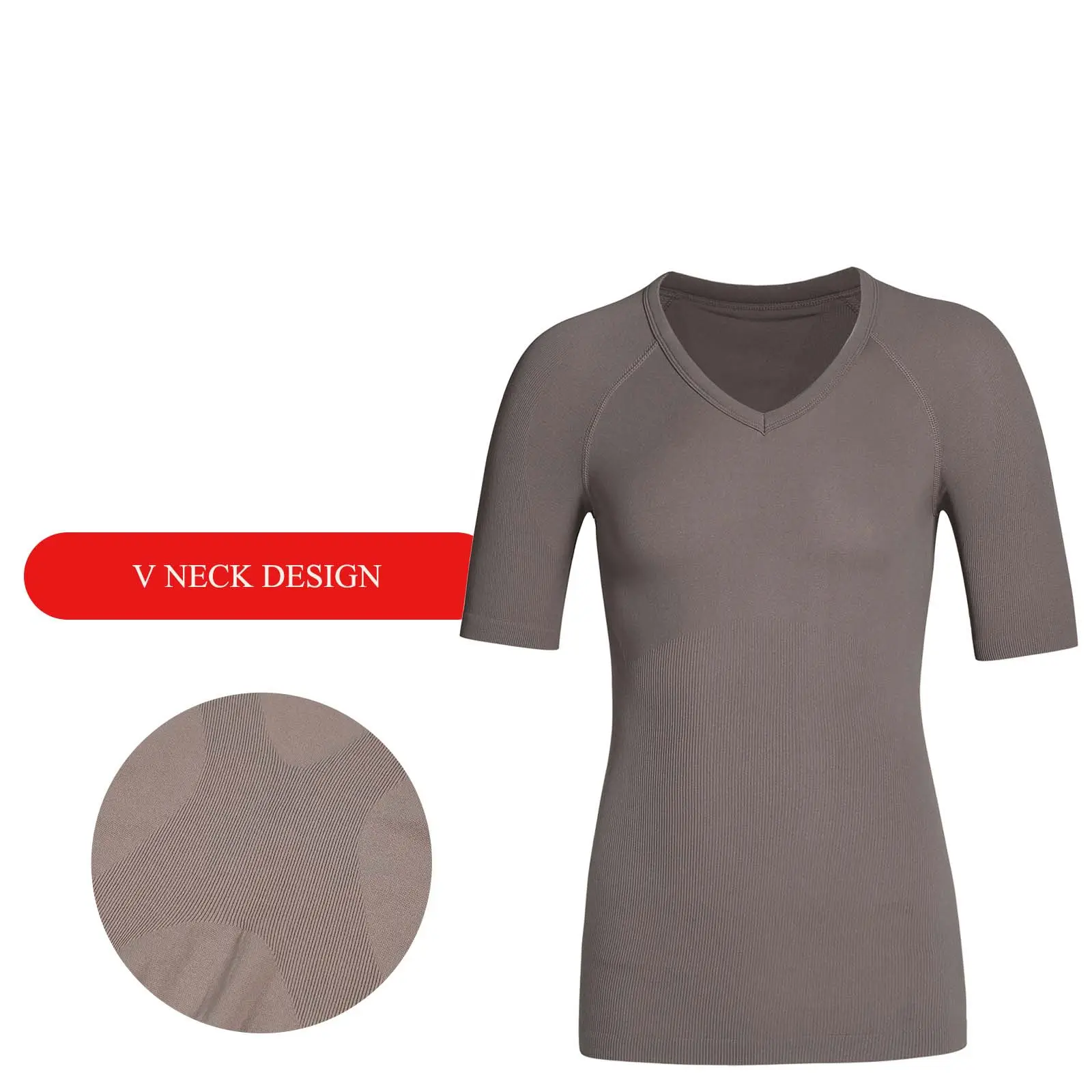 Men's V neck compression T-shirt fitness tummy control workout bodysuit short sleeve muscle top T-shirt