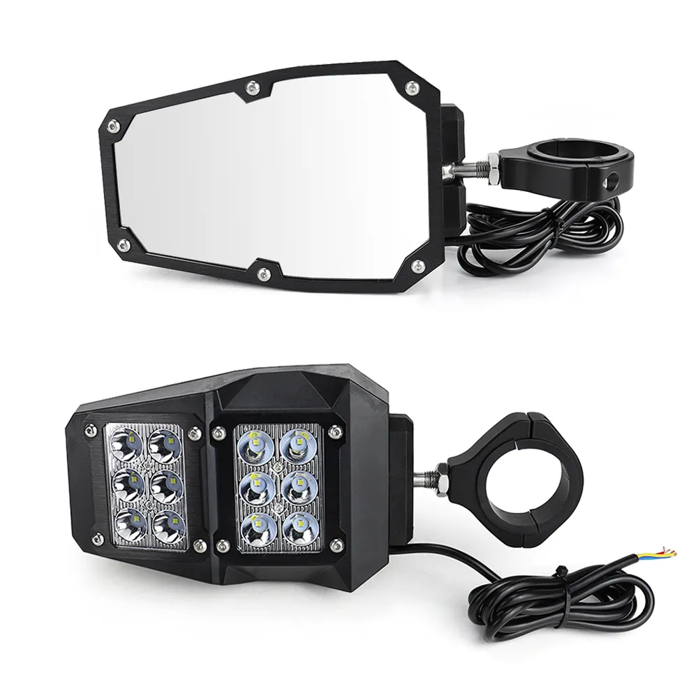 UTV מבט אחורי צד מירור w/ LED אורות עבור פולאריס RZR 1.75 "-2" רול כלוב