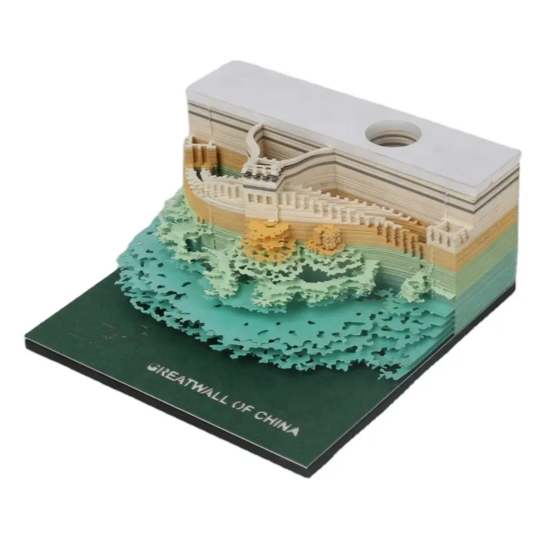 แฟนซี Elegant Creative 3d Great Wall ออกแบบที่กำหนดเอง Sticky Note Pad ศิลปิน Memo Pad