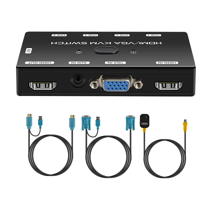 HVK201 Fjgear Plug-and-Play 1920*1080P 4K Hdmi zu Vga Kvm Switch 2 Port Computeranschlüsse