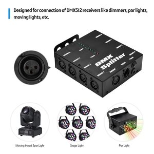 Distribuidor divisor de amplificador de señal óptica DMX512 1 entrada y salida directas 8 salidas independientes para Etapa de controlador de luz