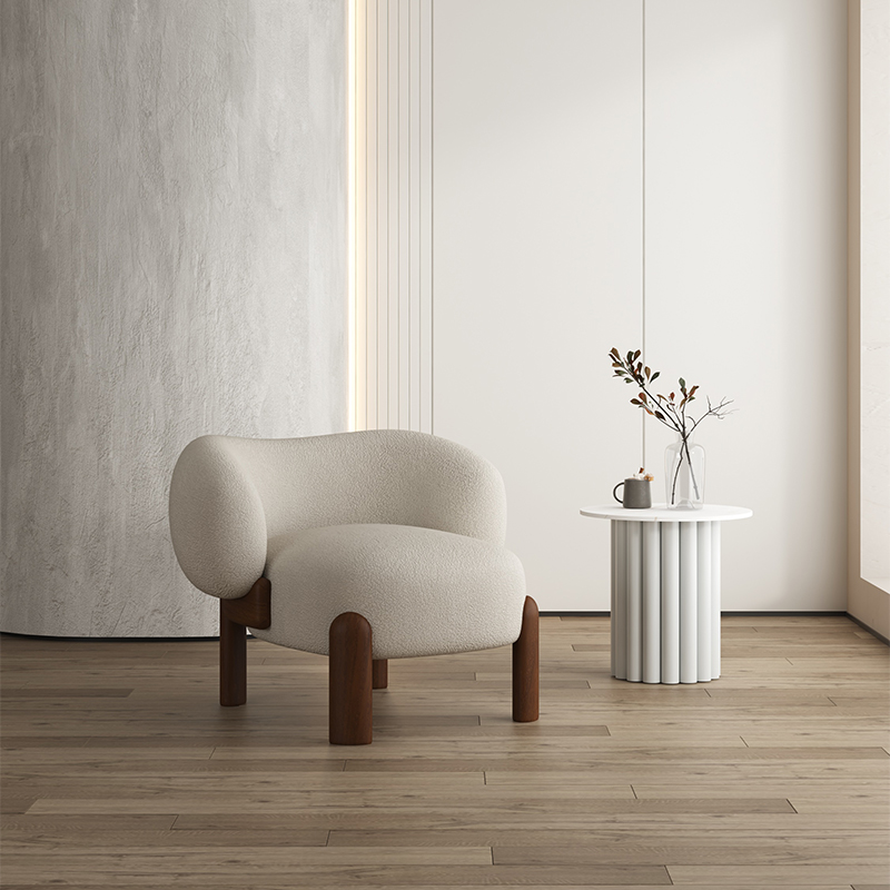 Fauteuil individuel blanc noyer cachemire n°01
