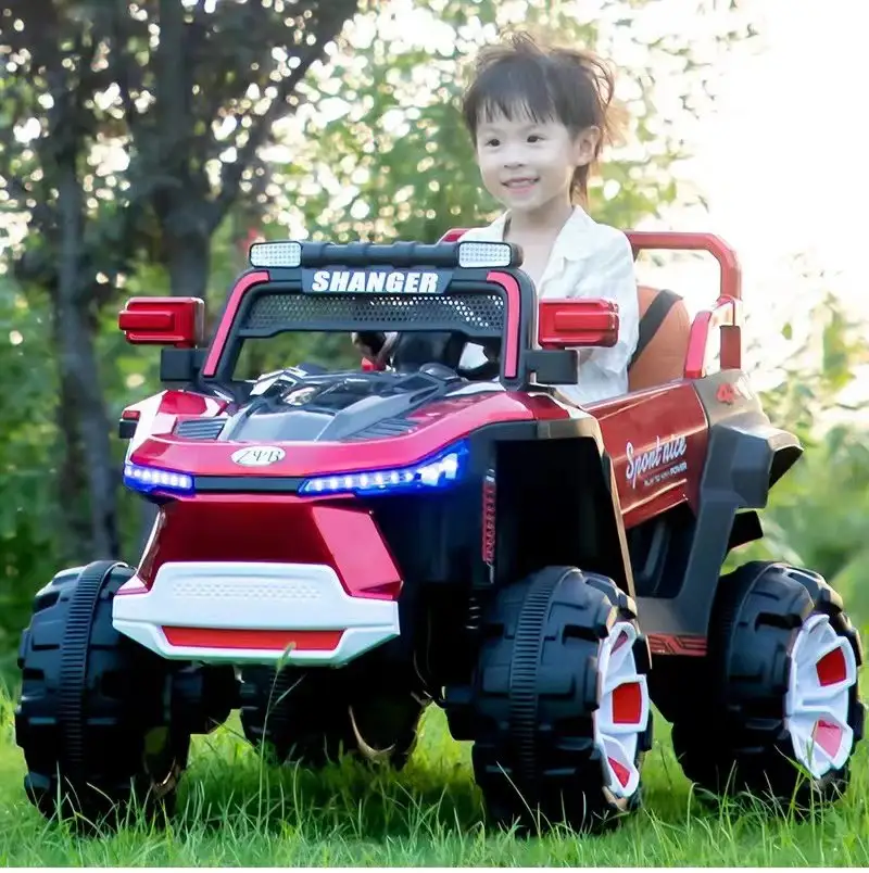 מכונית צעצוע גדולה לילדים חשמלית בעלת מנוע 4 גלגלים עם שלט רחוק 12v מכונית צעצוע לתינוק עבור 3-8 שנים לרכב על צעצועים