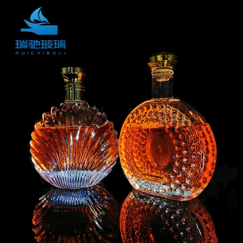 Look here buy cheap price luxury custom oem/odm super flint brandy glass bottle with cork