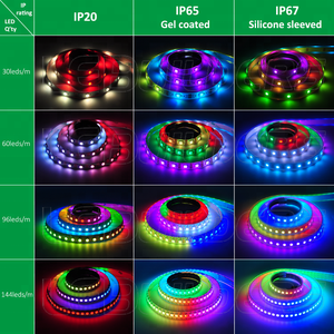 WS2812 5050 <strong>RGB</strong> IC <strong>LED</strong> Strip Light Addressable 5V <strong>5M</strong> 16.4FT 30 60 96 144 <strong>Leds</strong> Dream Color Chasing Effect Digital <strong>LED</strong> Pixel Strip - Product Image 5