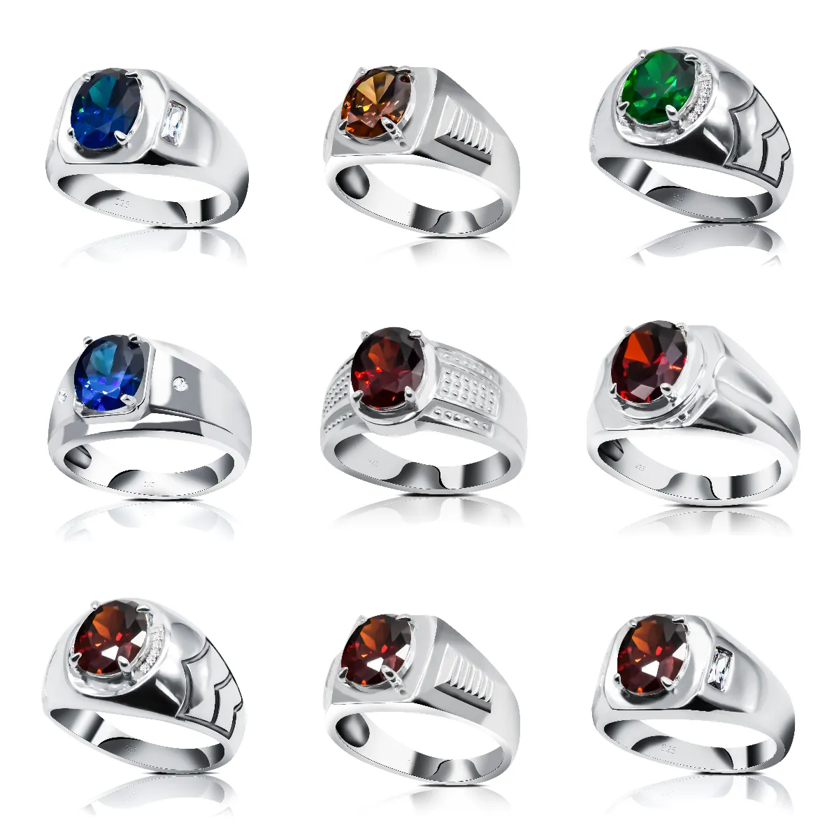 Ashion-anillos de plata de ley 925 para hombre, joyería de boda con piedras de circonita cúbica multicolor, para regalo