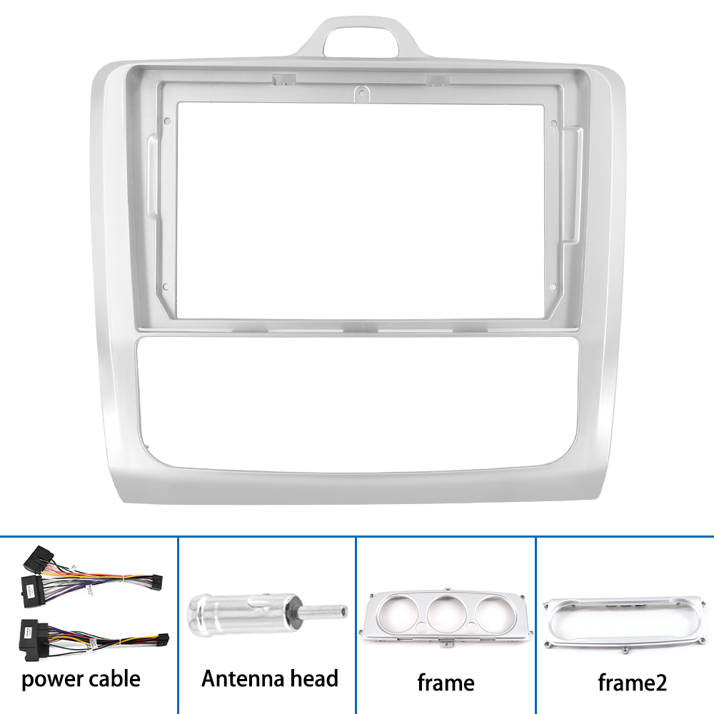 Podofo 2 Din 9 Inch Car Stereo Radio Frame Dashboard Trim For Ford/Focus 2004-2011