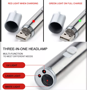 Многофункциональный мини-USB перезаряжаемый фонарик 3 в 1 светодиодный карманный красный лазерный указатель УФ фонарик для домашних животных интерактивный