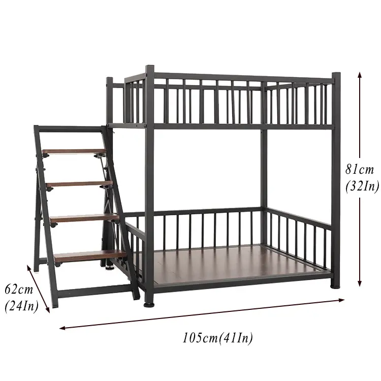브라운 나무 금속 튜브 애완 동물 침대 개 침대 애완 동물 계단