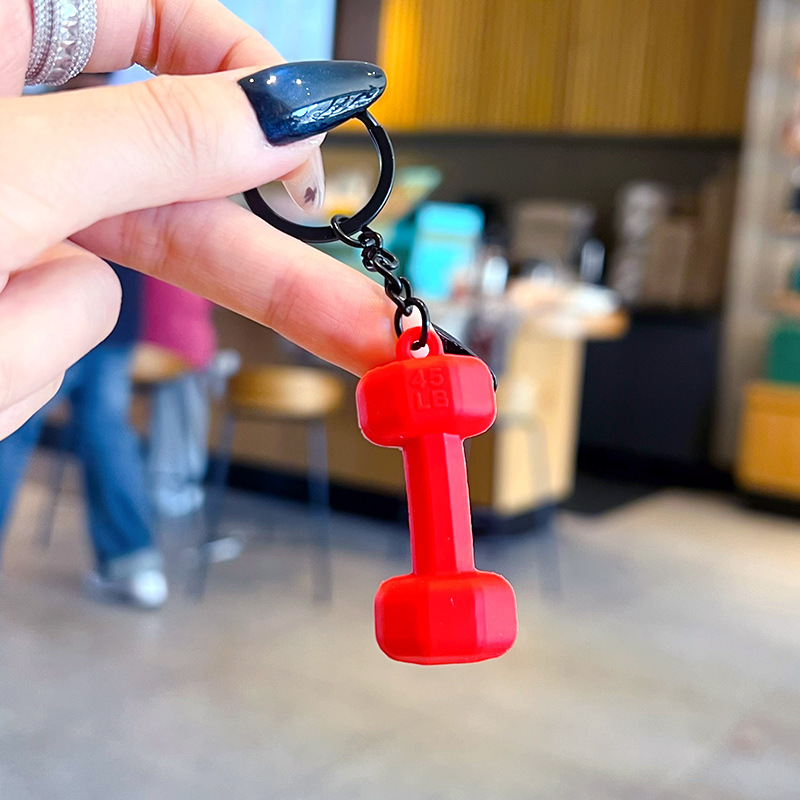 Epoxy Fitness Dumbbell Pendant - red