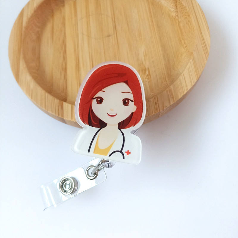 Beautiful doctor with transparent buttons