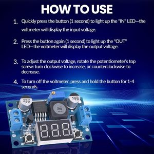 LM2596 Adjustable DC-DC Step-Down Buck Converter Module with LED <strong>Voltage</strong> Regulator Input to 1.25-37V <strong>Output</strong> Power Supply Module - Product Image 6