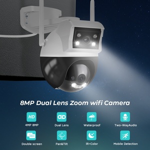 LEVOFAST 4MP WiFi圆顶摄像机支持128存储卡闭路电视安全<span class=keywords><strong>IP</strong></span>摄像机室外双镜头网络摄像机