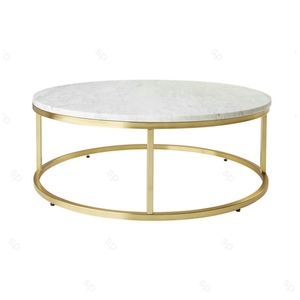 Contemporary Round Nesting Bent Black Gold Metal Side Glass Marble Stone Mdf Wood Coffee <strong>Table</strong> Nest of <strong>3</strong> <strong>Table</strong> <strong>Set</strong> Nesting <strong>Table</strong> - Product Image 3