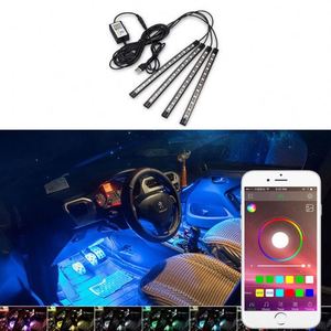 Tek ile 4 pcs 8 renkler RGB <span class=keywords><strong>Led</strong></span> araç atmosfer işıklar dekorasyon lambası 12v oto araba <span class=keywords><strong>Led</strong></span> iç aydınlatma Glow dekoratif lamba Bb