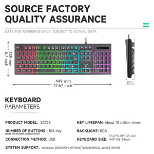 Sıcak satış USB kablolu oyun RGB klavye Teclado oyun özel moda RGB ile 104 tuşları optik Mini oyun klavyesi arkadan aydınlatmalı - Product Image 6