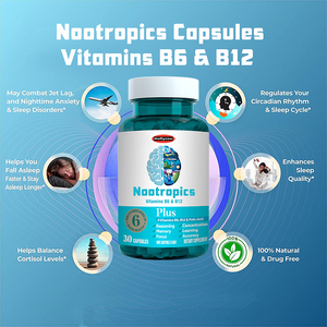 Suplemento cerebral personalizado para Focus de memoria, concentración y función cognitiva con vitamina B6 y B12, cápsulas nootrópicas