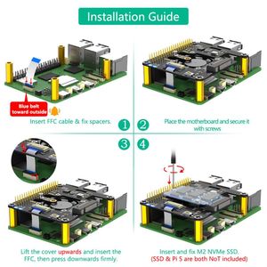 FEICHAO nuova versione 3 in 1 Combo M.2 NVMe to PCIe adattatore con ventola di raffreddamento e scolorimento automatico LED per Raspberry Pi 5 - Product Image 6