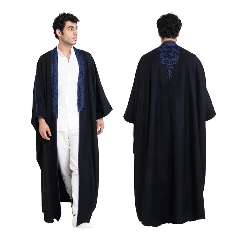 7059 preço de fábrica lã clássica Jacquard cor sólida luxuoso calor e elegância inverno homens muçulmanos abaya