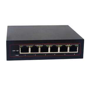 E1光コンバーターPOEスイッチ10/100Mbps 4ポートPoE、2アップリンクスイッチ48V IEEE802.3 af/at Power Over Ethernet for cctv - Product Image 1