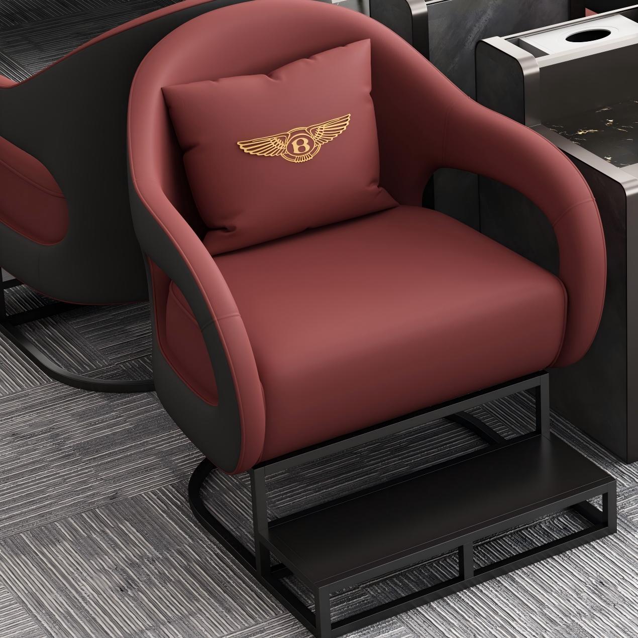 Single sofa (burgundy and black)
