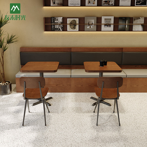 Thương mại quán cà phê nhà hàng đồ nội thất bàn ăn và ghế sofa bộ thức ăn nhanh gỗ da gian hàng chỗ ngồi - Product Image 5