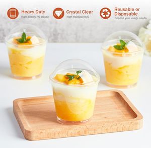 Clear Mini Disposable Dessert <strong>Cup</strong> with Lid for Rice <strong>Pudding</strong> 200ml Plastic Dessert <strong>Cups</strong>