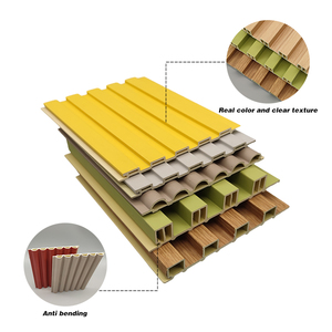 Kunden spezifische Produktion Hochglanz gold gefilmt mit 3D-Designblatt PVC-Verbund verkleidung profile Wpc Außenwand paneel 3. Generation - Product Image 4