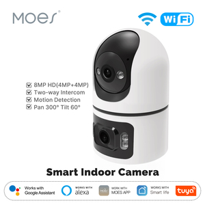 Moes Tuya WiFi Smart Camera interna 8MP obiettivo doppio schermo 2.4G/5G di rilevamento del movimento di visione notturna a infrarossi Auto traccia Audio bidirezionale - Product Image 2