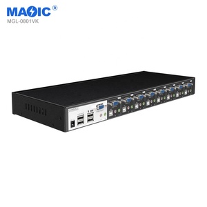 Industrial VGA 8 entradas 1 salida 1440P 60Hz Full HD USB KVM Switch USB2.0 Hub con adaptador de audio de consola para monitor