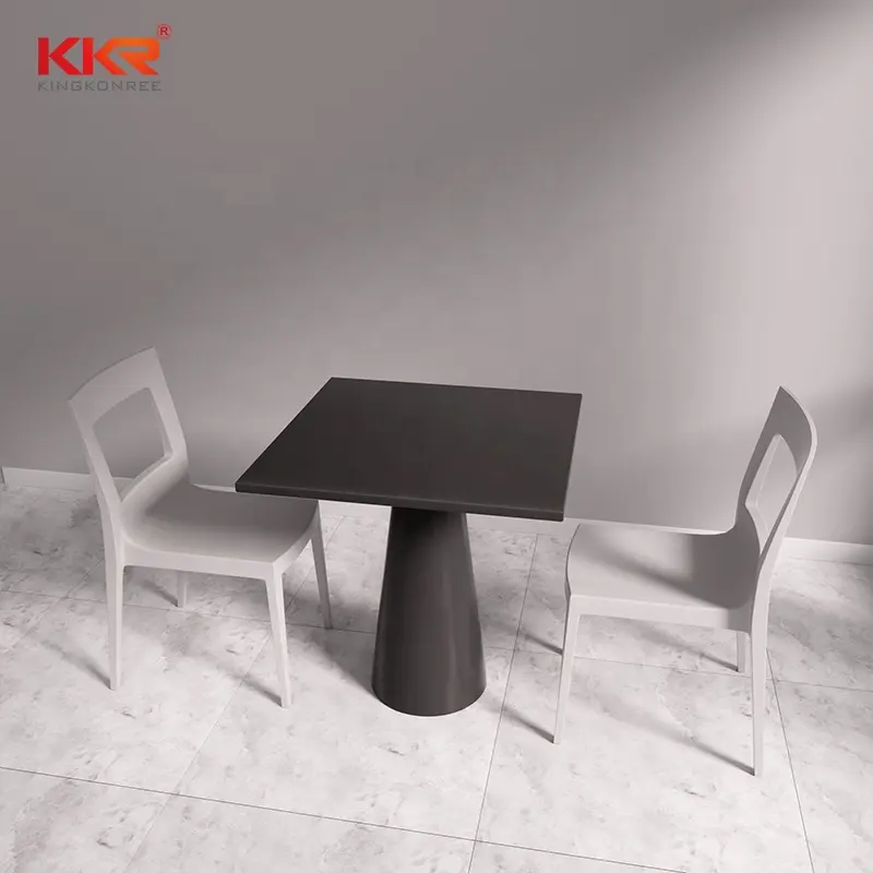 Surface solide personnalisée texture couleur table pour 2 ou 4 personnes table de restaurant fabricant de pierre solide en Chine