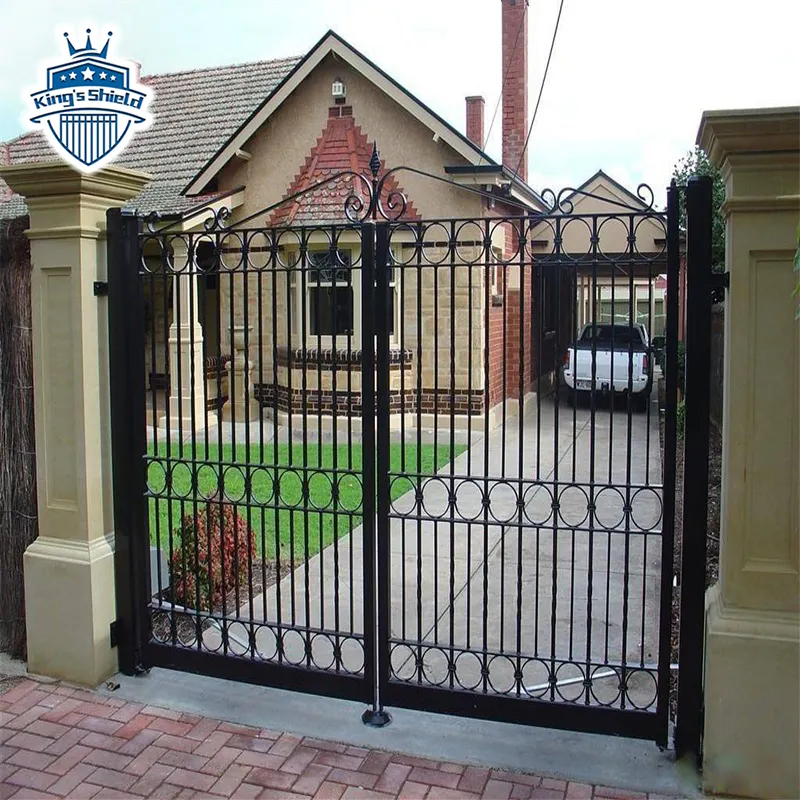 Portão de ferro forjado, dobrável único preço exterior casa de entrada portão principal design elétrico de alta qualidade