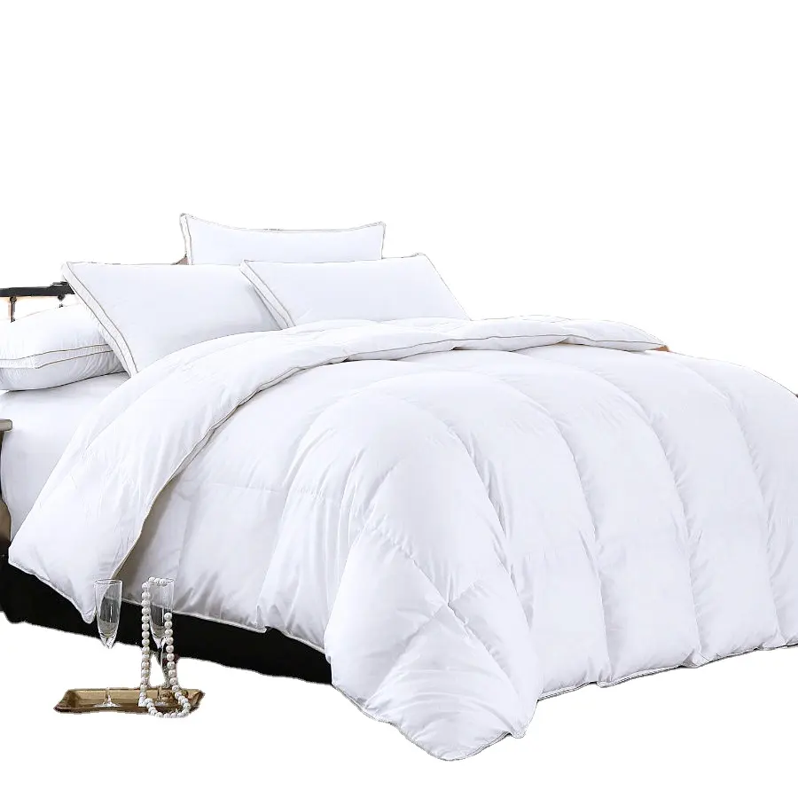 Light weight duplo ponto de algodão 200gsm 30% pato branco para baixo da cama edredon