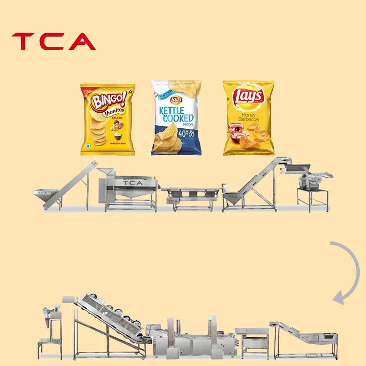 Máquina automática de fabricación de patatas fritas, línea de procesamiento, maquinaria de aperitivos