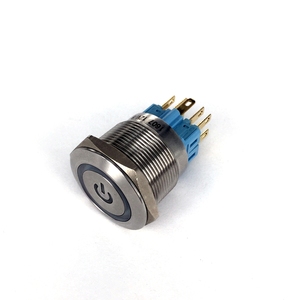 CMP metallo acciaio inossidabile <span class=keywords><strong>DPDT</strong></span> 25mm punto o anello momentaneo 12v luce LED interruttore a pulsante