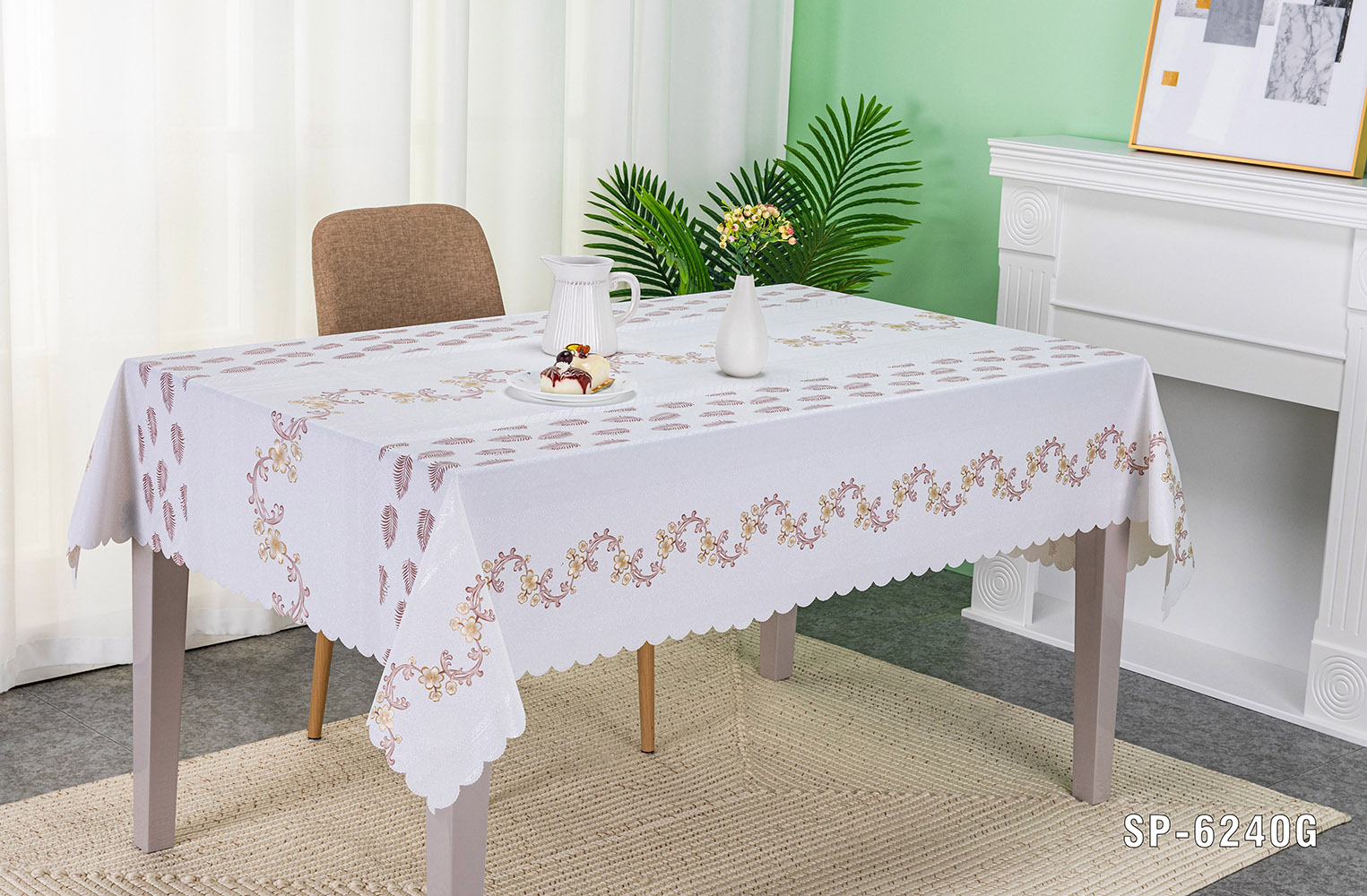 IUIU L-Metallic Embossing Home Dinning White PVC Tablecloth