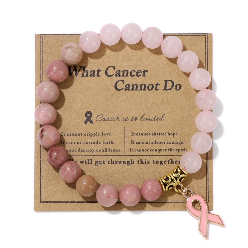 Bracelet carte rose-quartz rose rhodochrosite noeud papillon rose